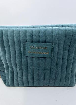 Косметичка жіноча clarins бірюзова 20х12х5 см