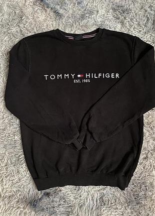 Світшот tommy hilfiger чорний з вишитим логотипом