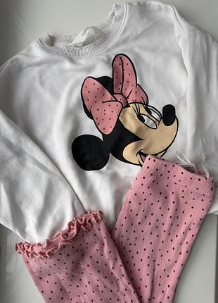 Дитячий костюм h&m світшот та легінси мінні маус 3-4 роки