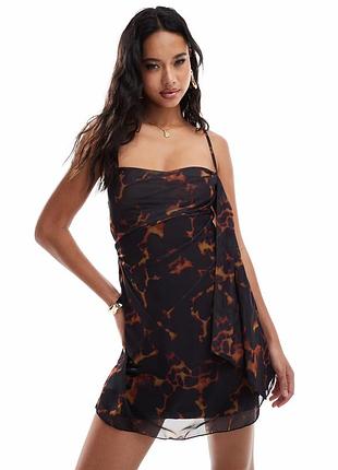 Чорна коротка сукня в сітку asos design y2k