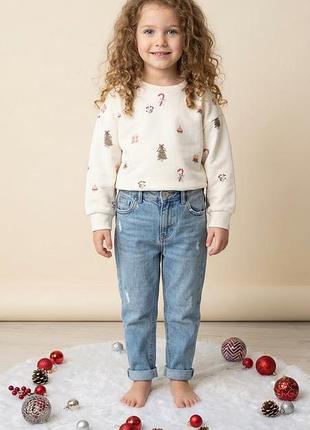 Світшот дитячий primark молочний з новорічним принтом 116 розмір