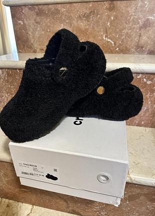 Сабо жіночі crocs чорні з хутром, розмір 37