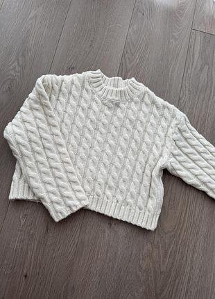 Светр дитячий zara в'язаний білий 128-134 см