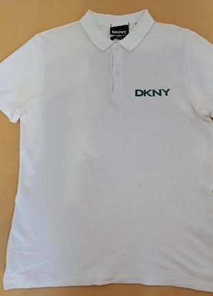 Белое мужское поло dkny slim fit размер s 100% хлопок