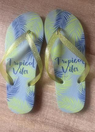 Шльопанці жіночі 2step пляжні tropical vibes синьо-салатові 25 см