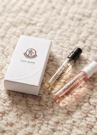 Набор пробников парфюма moncler pour homme и pour femme eau de parfum (парфюмированная вода, 2×2 мл)