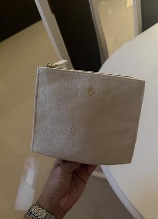 Косметичка жіноча бежева guerlain текстильна з декором бджола