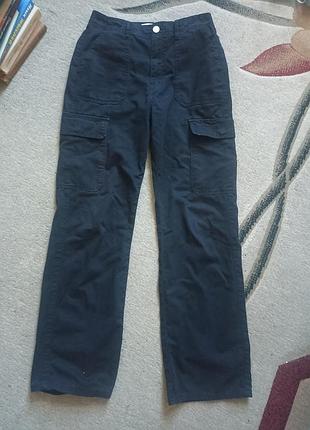 Черные брюки / джинсы карго zara (размер s/ eur 36)