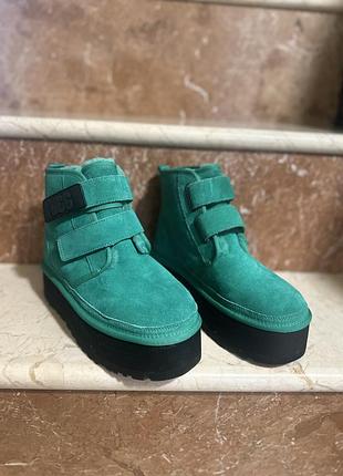 Жіночі уггі ugg на платформі з липучками, зелені, 37 розмір