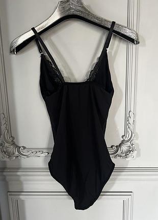 Черное боди из эластана с кружевом zara h&m asos 4