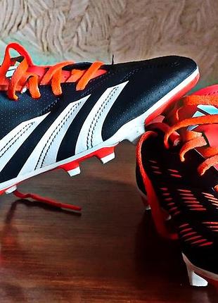Футбольні бутси adidas predator club fxg, чорно-помаранчеві, 21,5 см