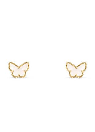 Сережки van cleef & arpels mini  з пакуванням• вставка: білий перламутр  позолота 0,3 мм, проба au750