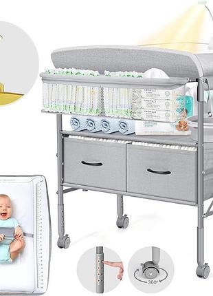 Пеленальний столик orzbow a240408 baby diaper changing для немовлят з шухлядою регульована висота, сірий