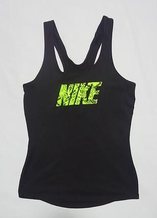Женская спортивная майка nike pro logo tank top в черном цвете размерm