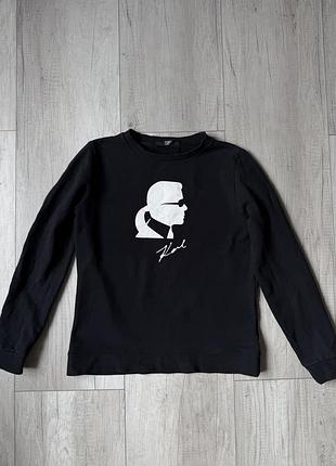 Чорний світшот karl lagerfeld з культовим принтом karl 🖤