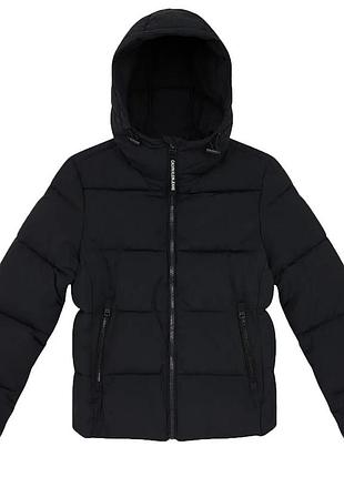 Куртка calvin klein jeans стьобана чорна з капюшоном