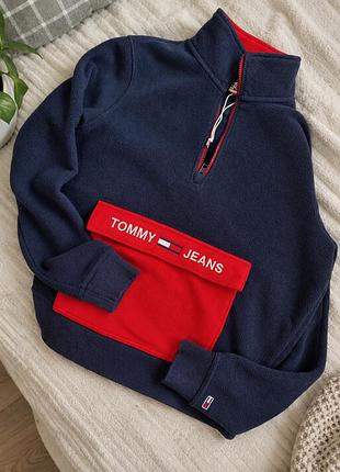 Tommy jeans детская флисовая кофта на молнии толстовка свитшот tommy hilfiger флиска для мальчика 140-146, xxs