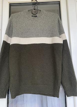Полушерстяной свитер massimo dutti колорблок / унисекс оверсайз