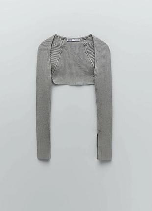Болеро жіноче zara сіре в'язане в рубчик