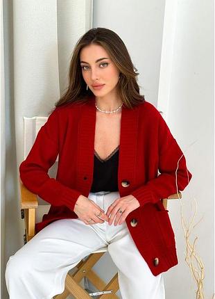 Кардиган женский casual красный art knit