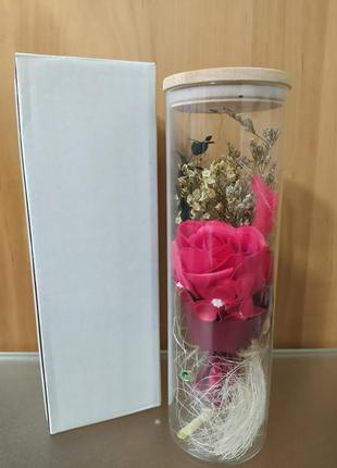 Вічна троянда в колбі з led підсвічуванням2 фото