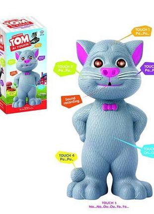 Интерактивная игрушка "кот" на батарейках, подсветка, звук, реагирует на касание, запись и воспроизведение голоса
