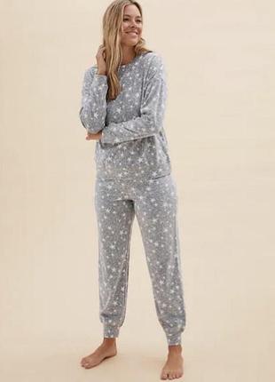 Ідеальна стильна флісова піжама в зірочку р.l m&s collection