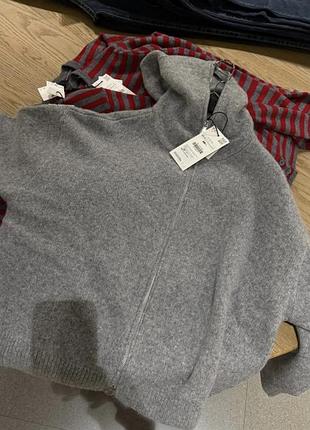 Светр жіночий zara сірий з капюшоном на блискавці xs/s, в складі вовна