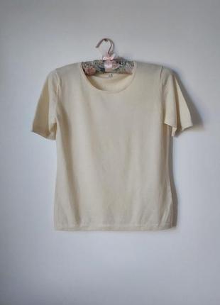 Жіноча футболка pure cashmere молочна, розмір m, 100% кашемір