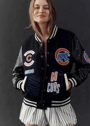 Оригінальна брендова куртка-бомбер утеплена the wild collective chicago cubs розмір хл
