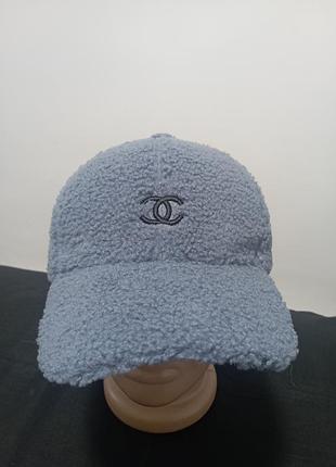 Кепка зимова chanel тедді сіра