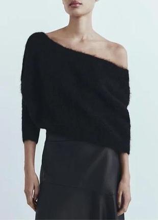 Светр-кейп  на одне плече zara, 57 % альпака