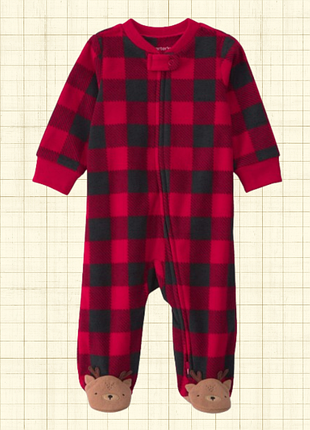 Новогодние флисовые слипы carters 3мес, 6мес, 9мес
