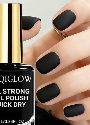 Лак для нігтів guqiglow gel strong quick dry, чорний матовий, 10 мл