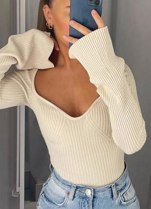 Светр жіночий h&m, колір світло-бежевий • лонголів кофта лонгслів