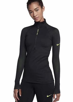 Жіночий спортивний лонгслів (термокофту) nike pro hyperwarm half-zip top