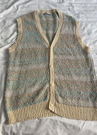 Новая супер трендовая жилетка в полоску zara, размер xl, 85% cotton