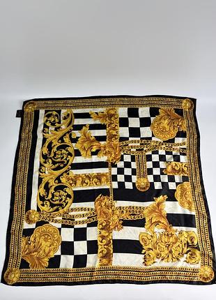 Шовкова хустка каре tie rack (art of silk), вінтаж в стилі vers*ce