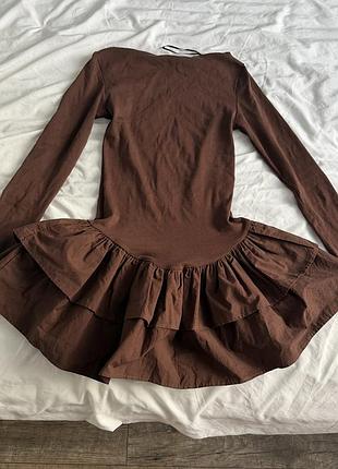 Нова міні сукня zara коричневого кольору, розмір м, 97% cotton