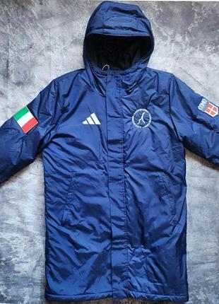Куртка чоловіча adidas синя спортивна з капюшоном