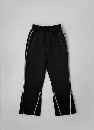 Штани yarm flared sport black | утеплені флісові 🖤