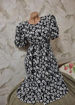 Платье миди с ромашками