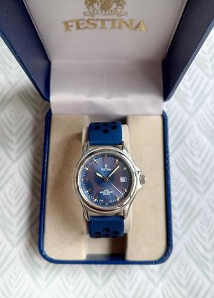Festina ocean blue, годинник швейцарський, синій, чоловічий, жіночий