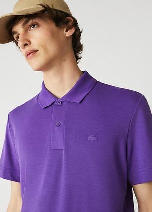 Поло чоловіче lacoste slim fit фіолетове
