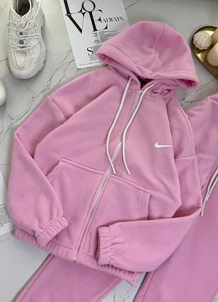 Спортивний жіночий костюм nike флісовий рожевий