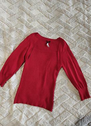 Червона кофтинка в рубчик лонгслів жіночий