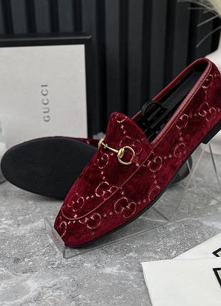 Gucci princetown horsebit gg monogram loafers жіночі лофери велюр оригінал 38.5 eur