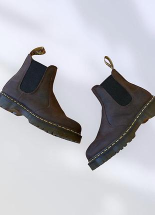 Черевики челсі dr. martens brown 2976 bex crazy horse chelsea boots чоботи/туфлі коричневі