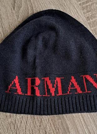 Шапка біні armani jeans чорна з червоним написом