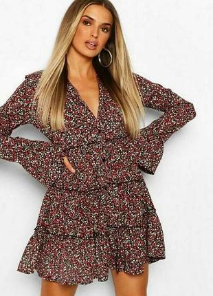 Міні сукня сорочка boohoo у квітковий принт